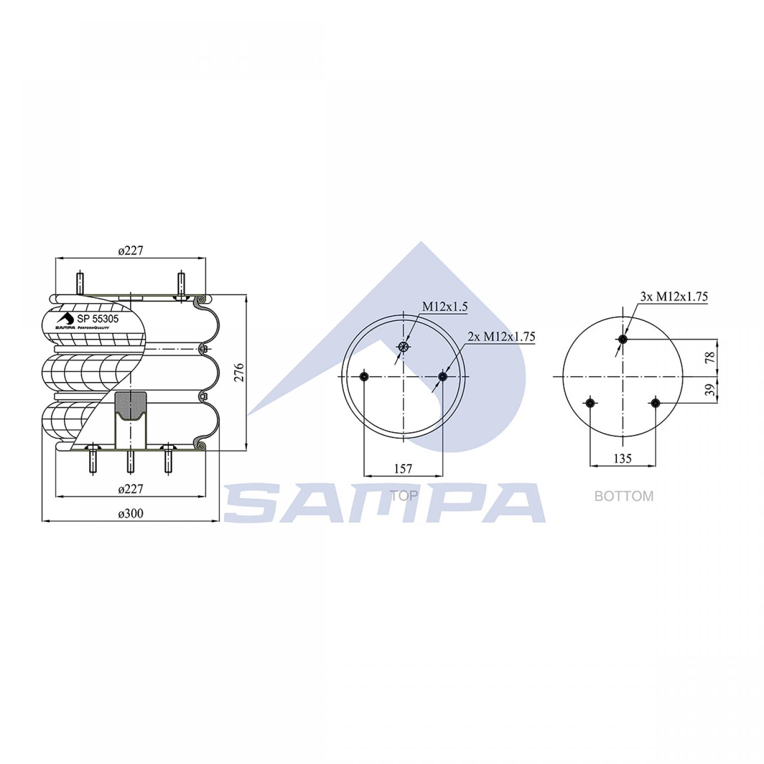 SP 55305-3P-H SAMPA; ÜÇ KATLI KÖRÜK